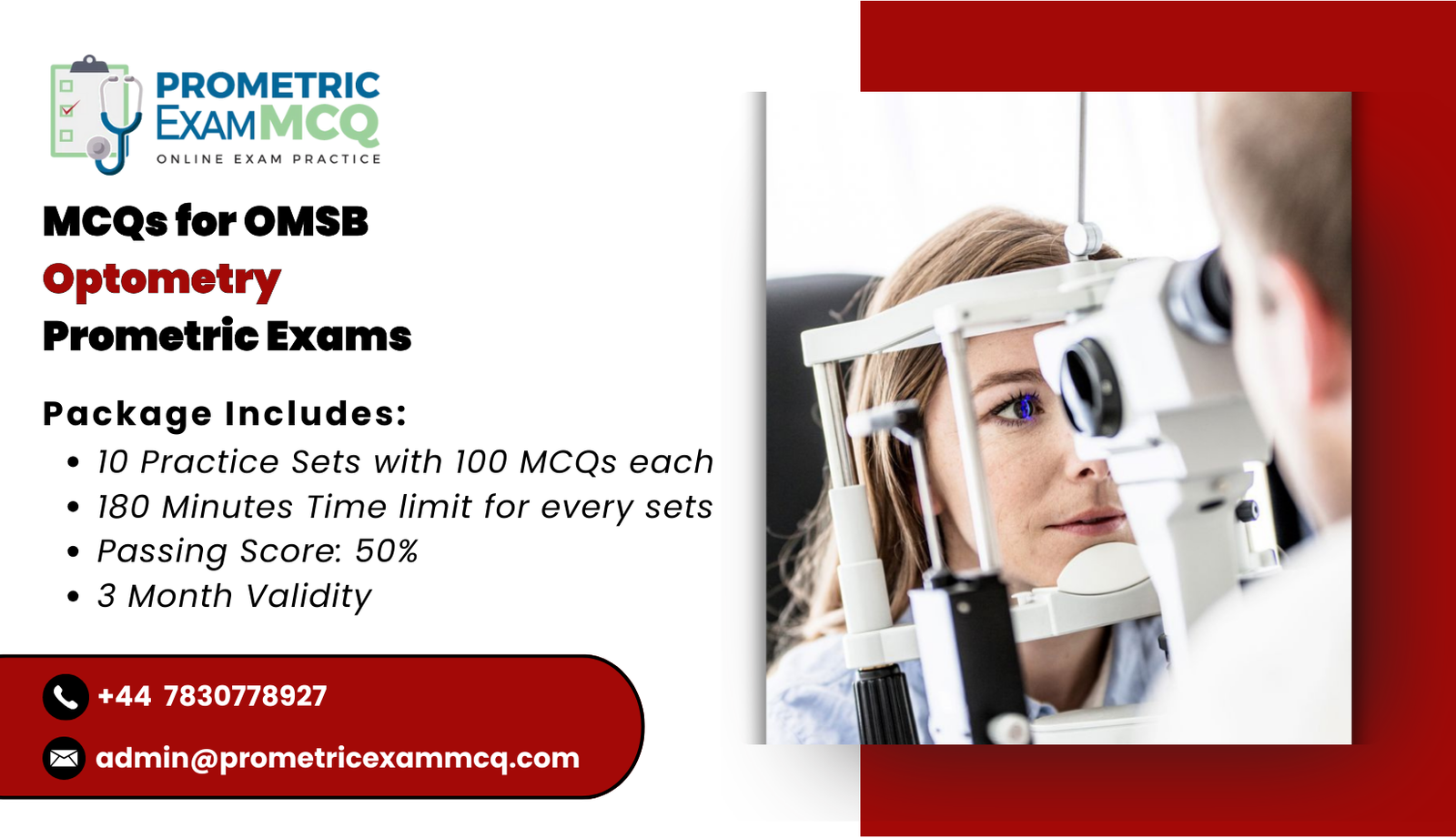 MCQs for OMSB Optometry Prometric Exams