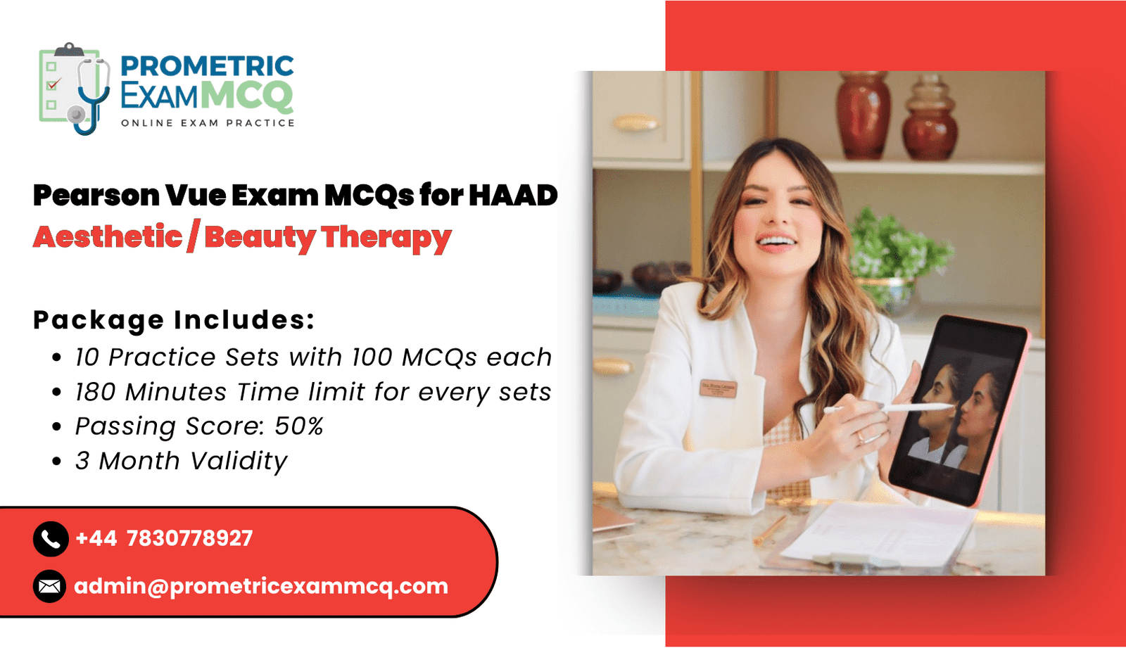 Pearson Vue Exam MCQs for HAAD Aesthetic/Beauty Therapy