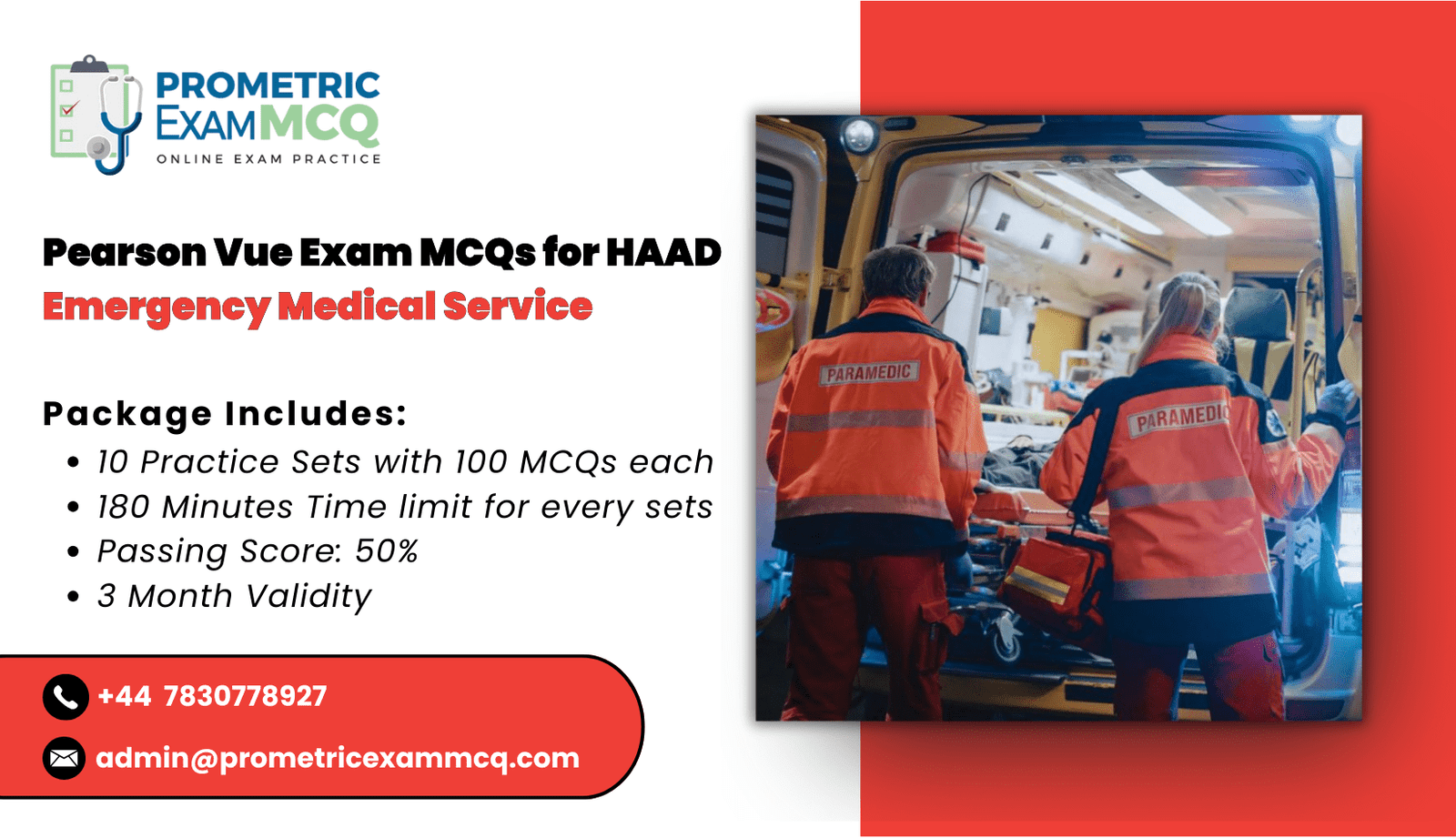 Pearson Vue Exam MCQs for HAAD Emergency Medical Services