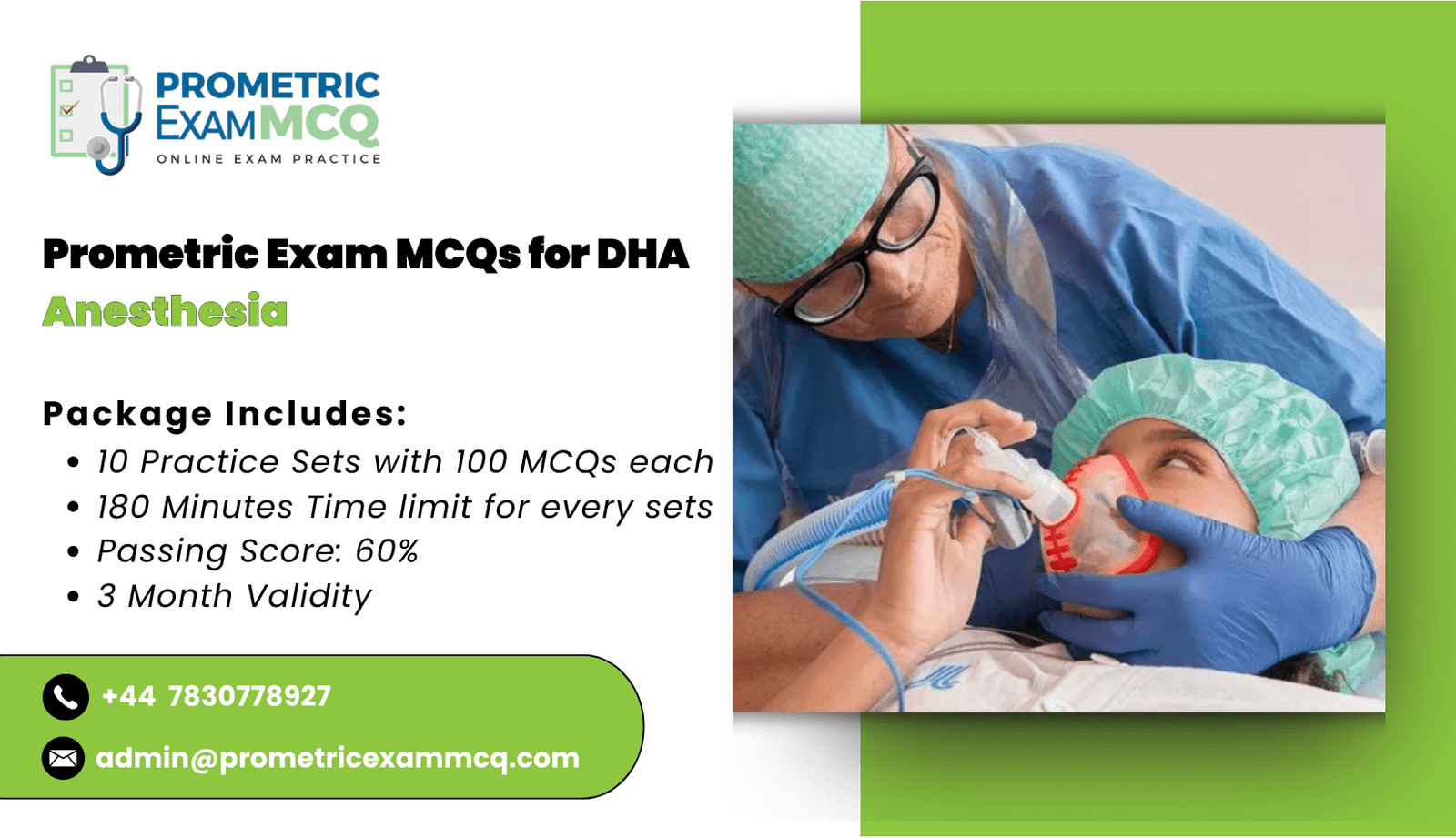 Prometric Exam MCQs for DHA Anesthesia