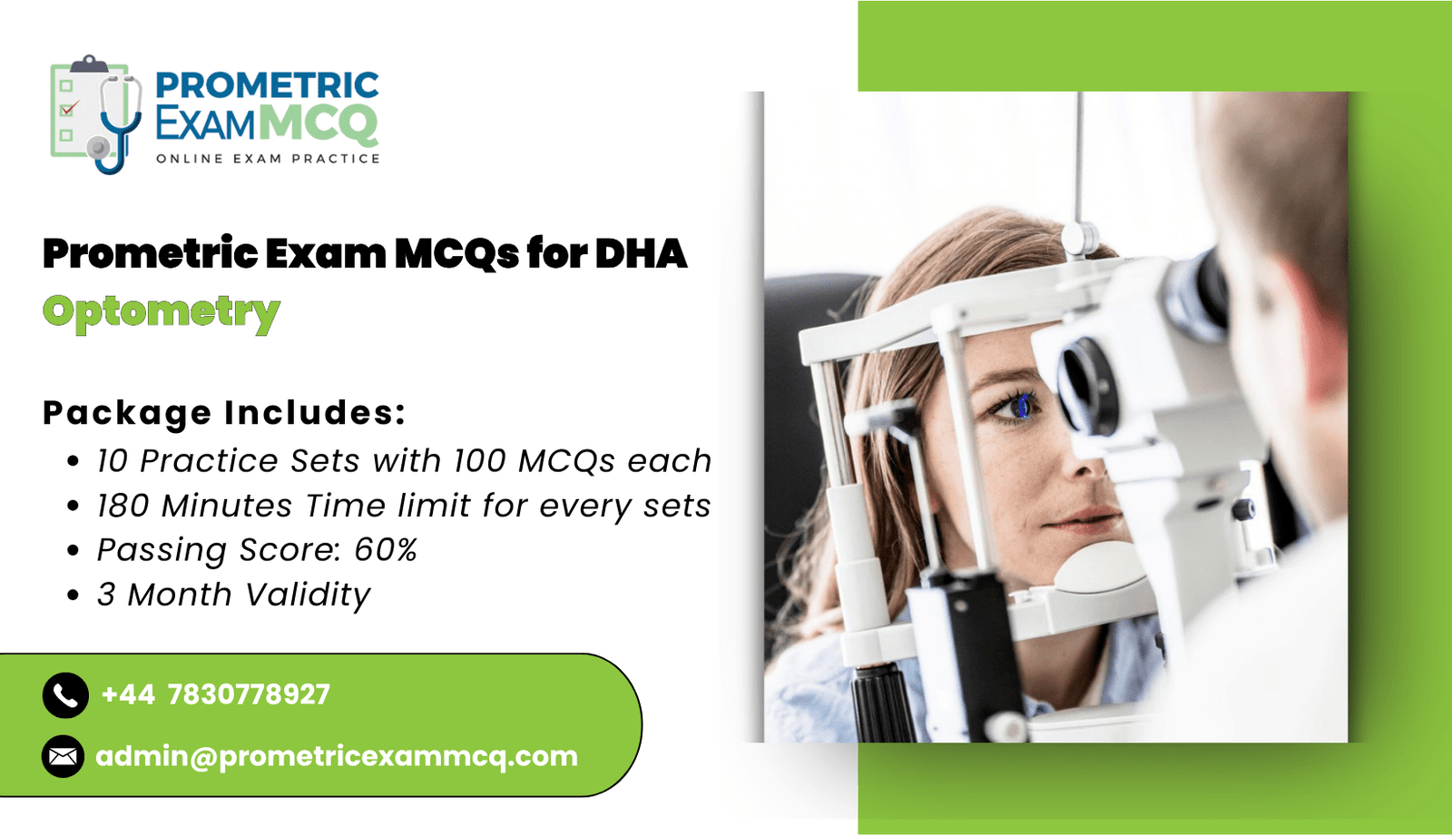 Prometric Exam MCQs for DHA Optometry