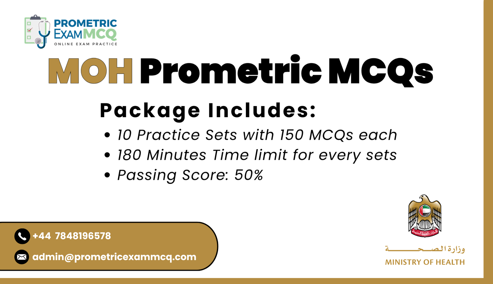 Board MOH Prometric MCQs