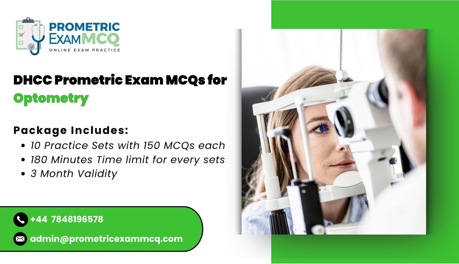 DHCC Prometric Exam MCQs for Optometry