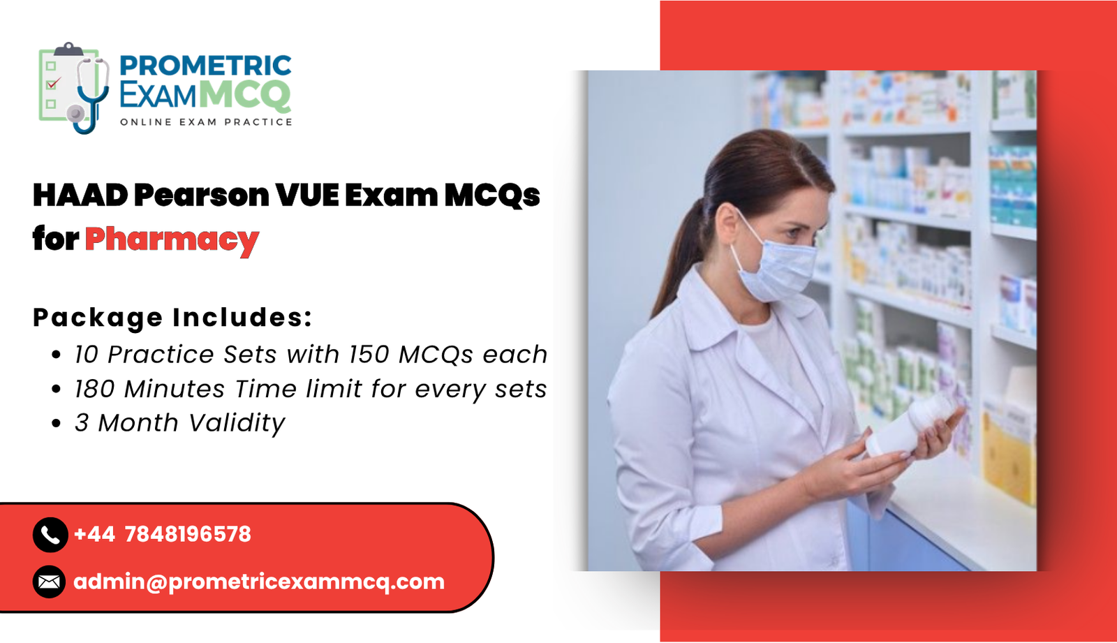 HAAD Pearson Vue Exam MCQs for Pharmacy
