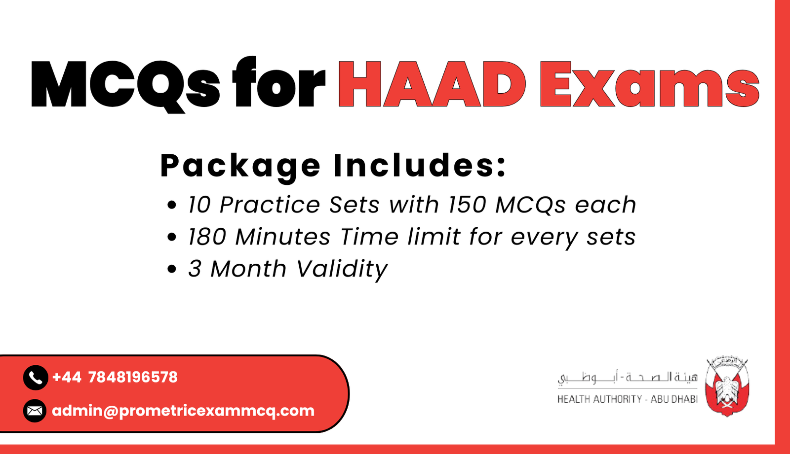 MCQs for HAAD Exams