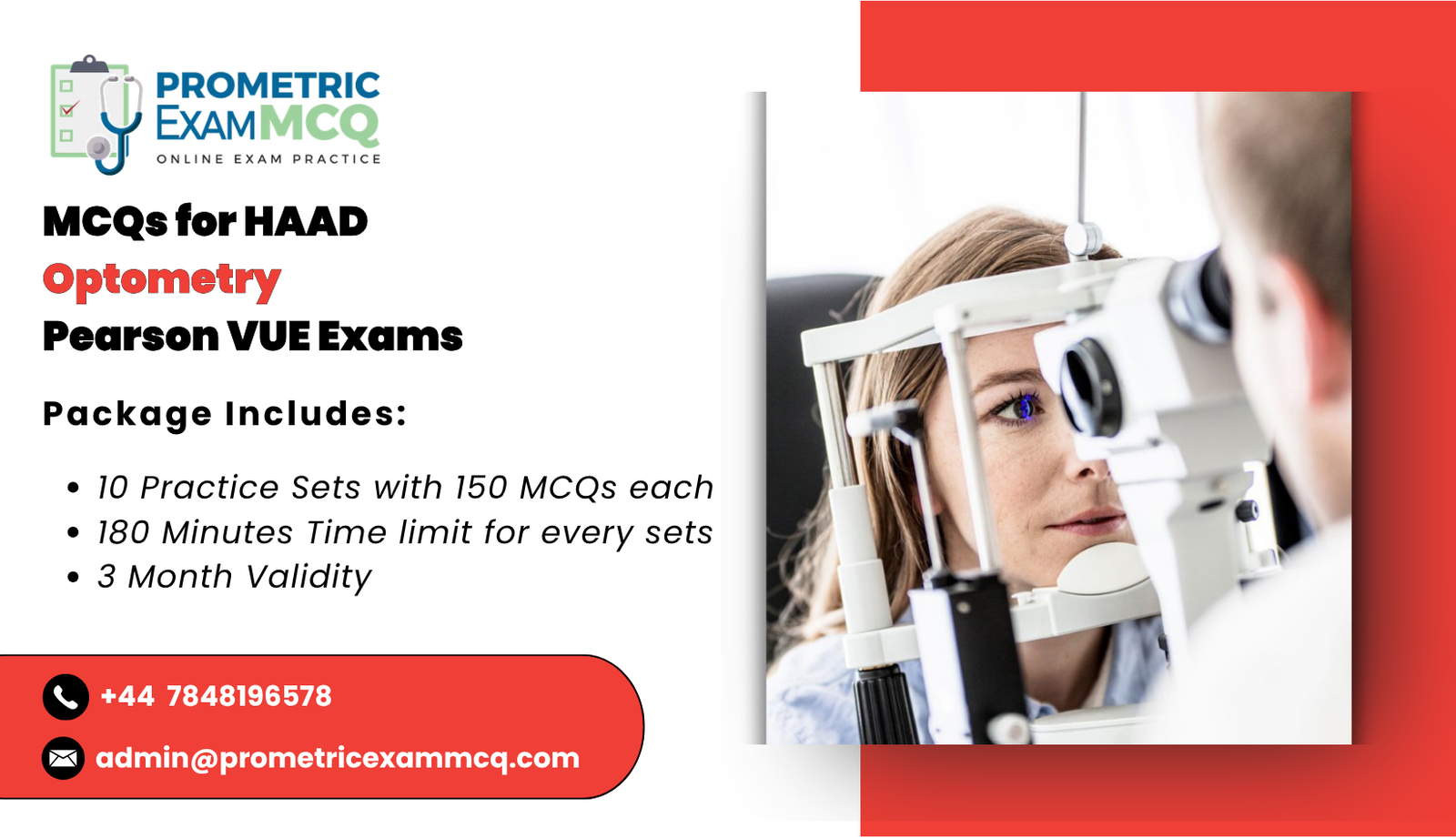 MCQs for HAAD Optometry Pearson Vue Exams