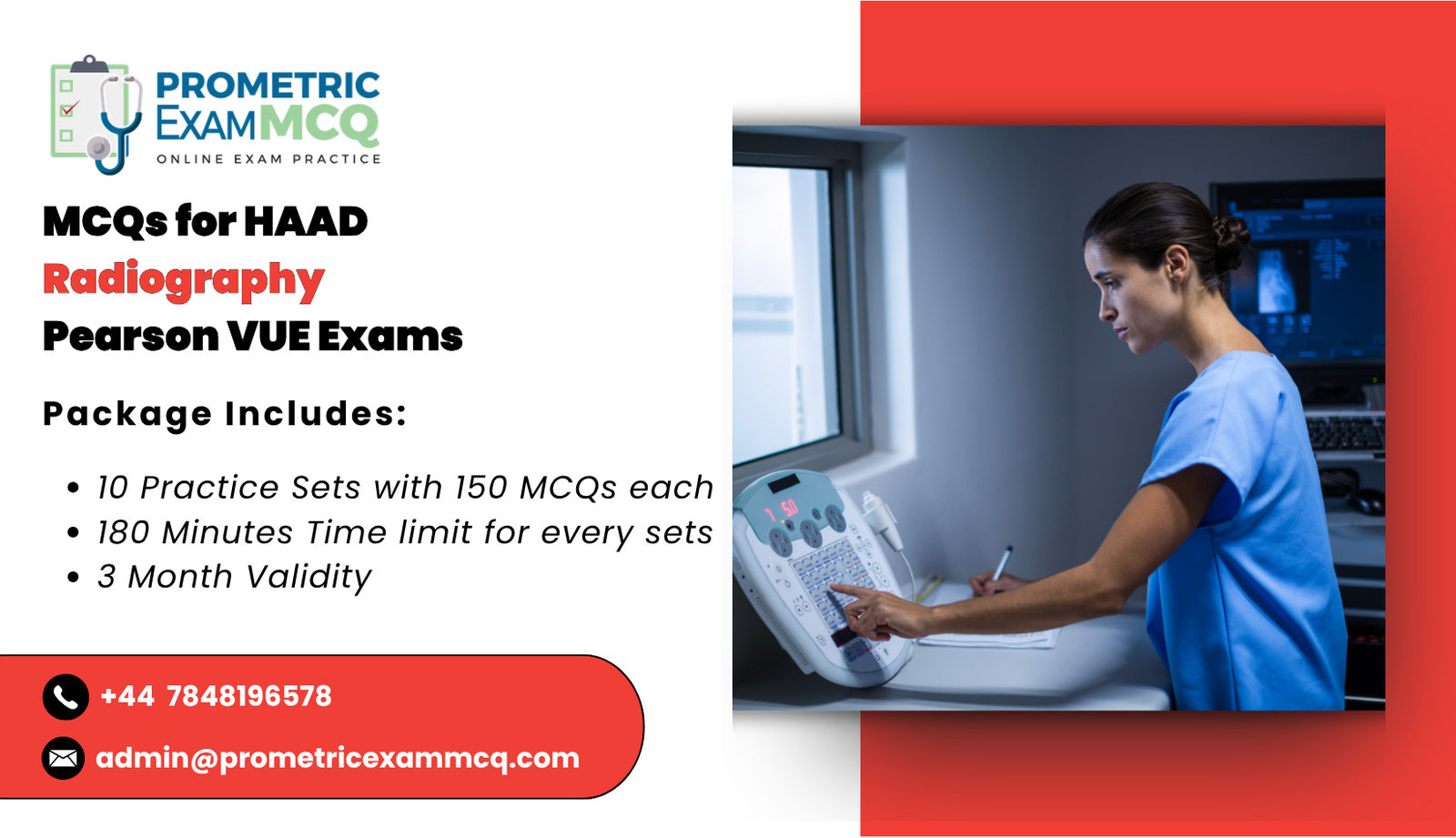 MCQs for HAAD Radiography Pearson Vue Exams