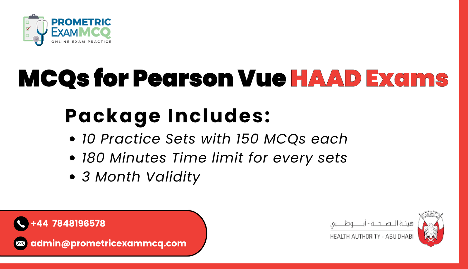 MCQs for Pearson Vue HAAD Exams