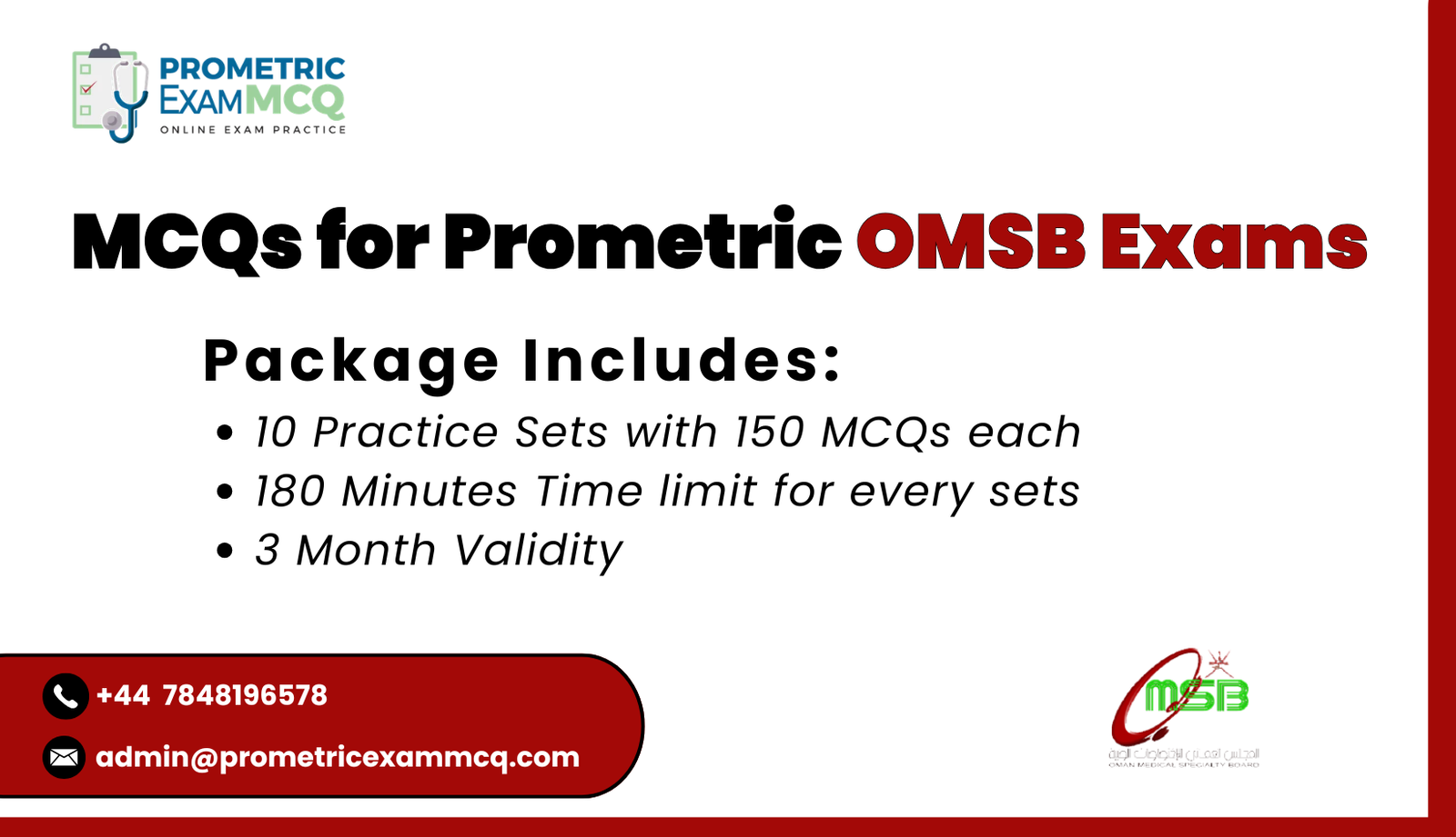 MCQs for Prometric OMSB Exams