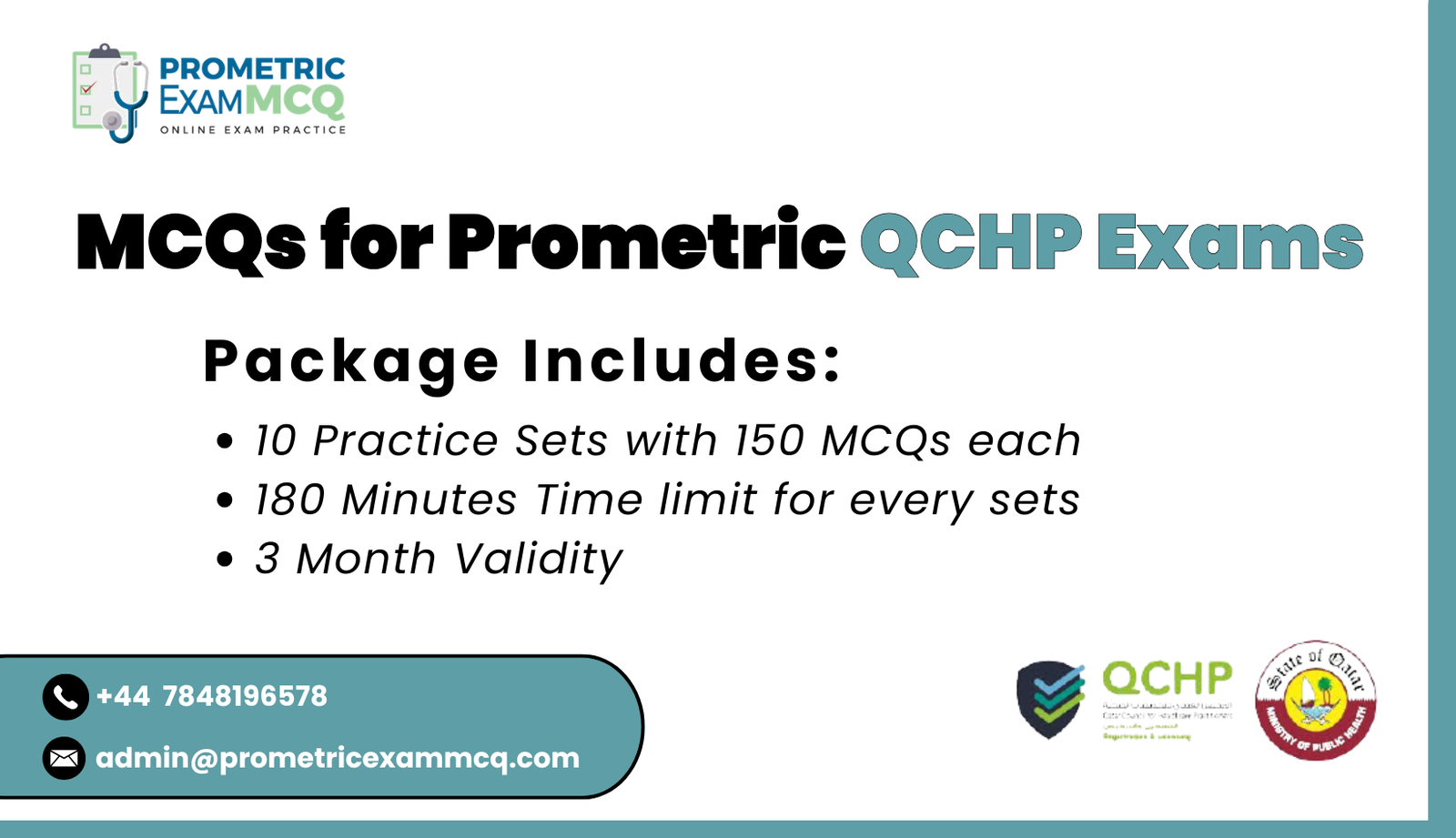 MCQs for Prometric QCHP Exams