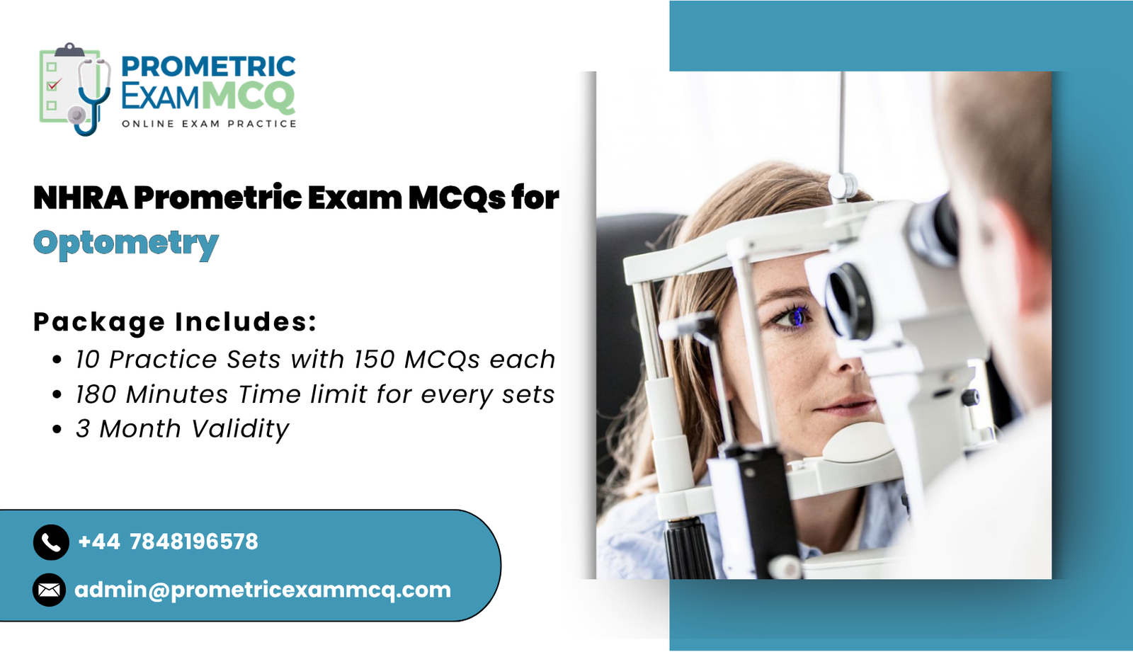 NHRA Prometric Exam MCQs for Optometry