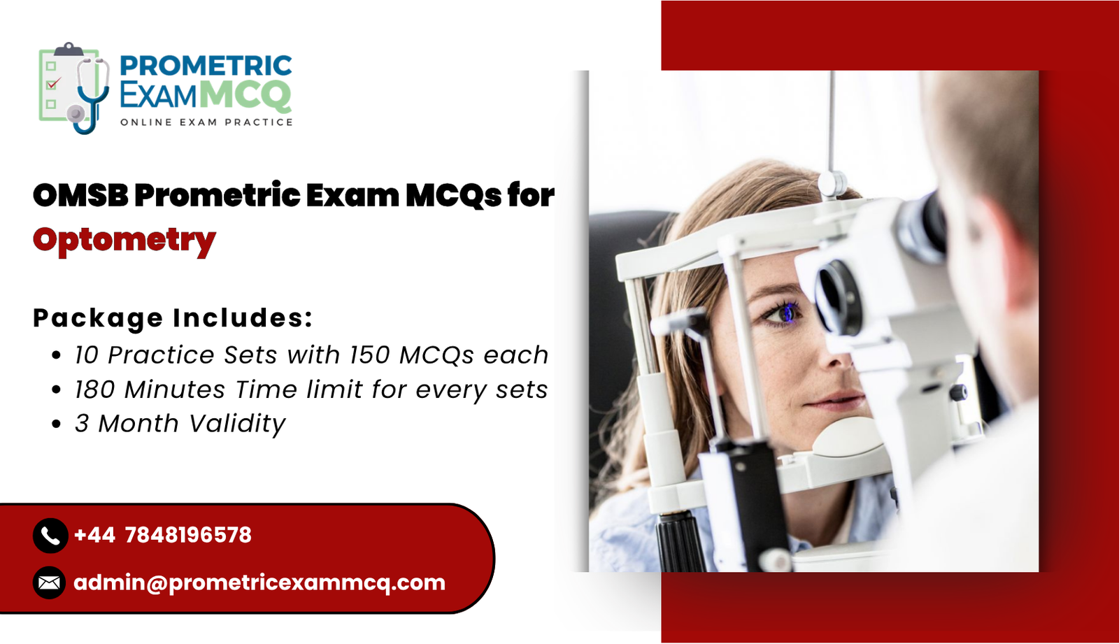 OMSB Prometric Exam MCQs for Prosthetics and OrthoticsPrometric Exam MCQs for Optometry