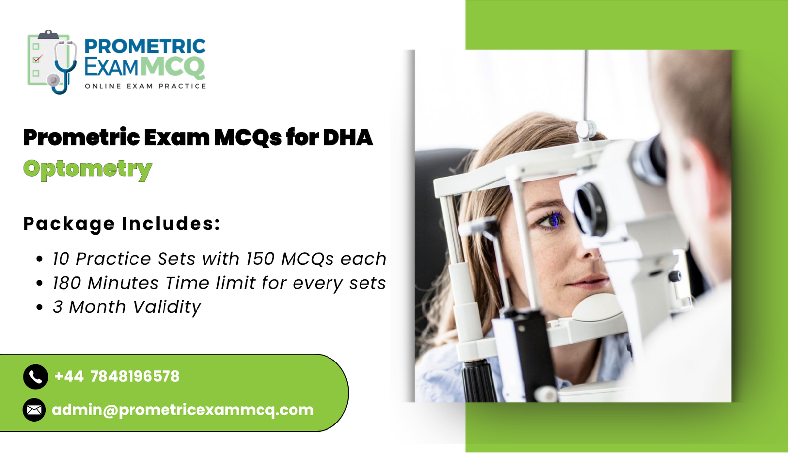 Prometric Exam MCQs for DHA Optometry