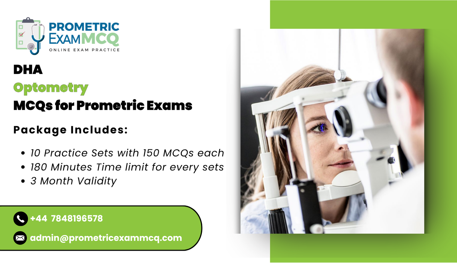 DHA Optometry MCQs for Prometric Exams