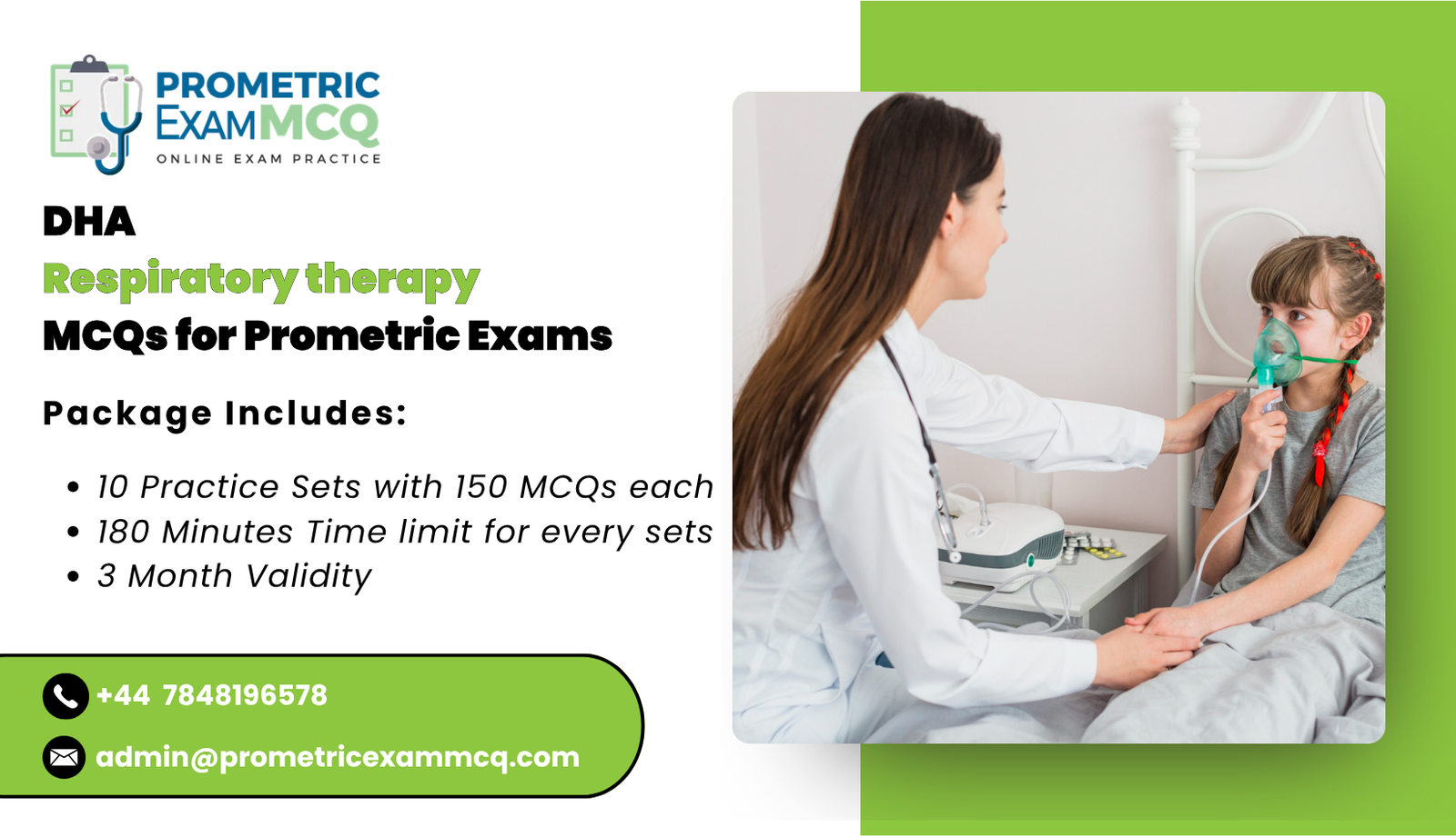 DHA Respiratory therapy MCQs for Prometric Exams