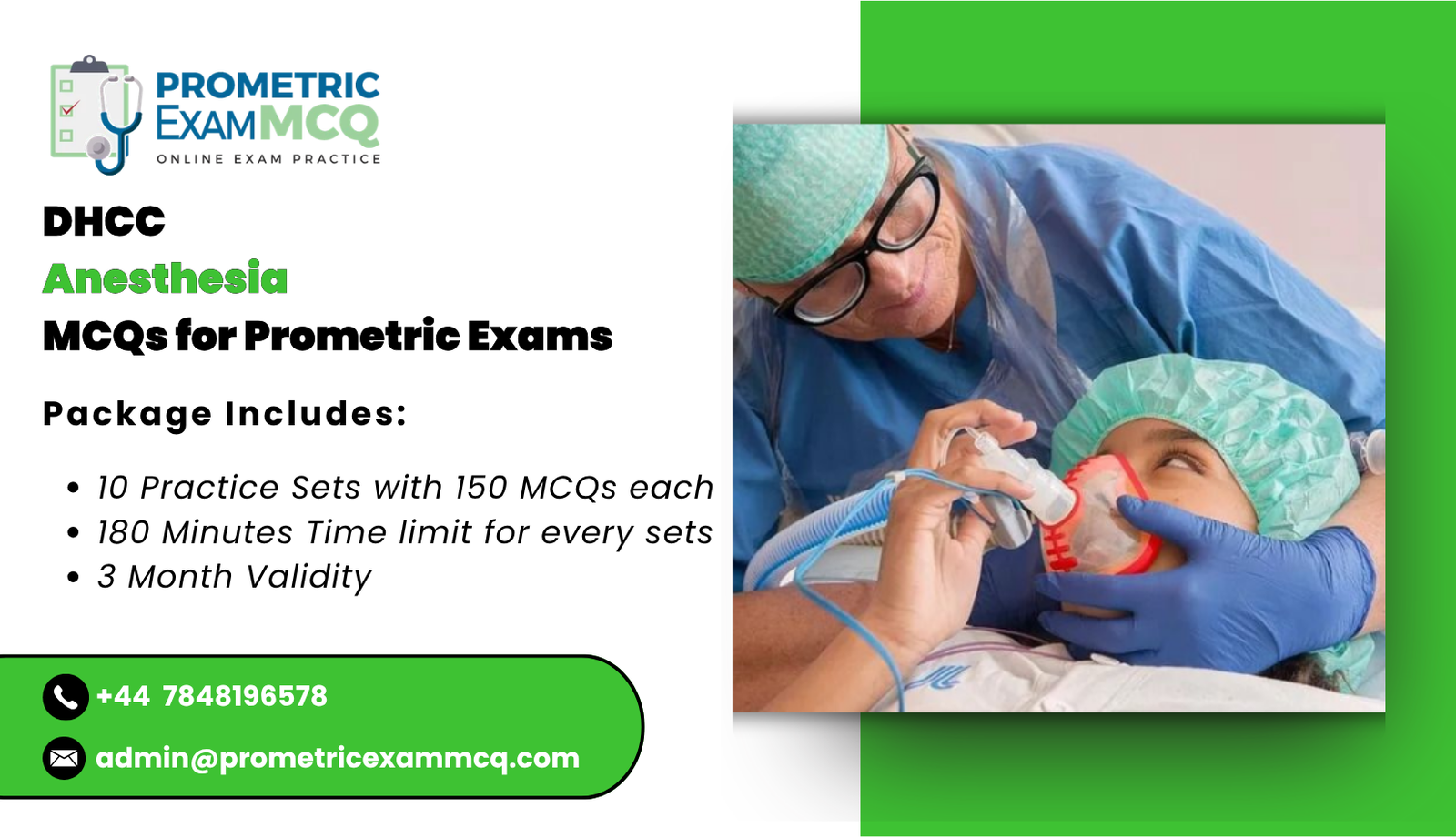DHCC Anesthesia MCQs for Prometric Exams