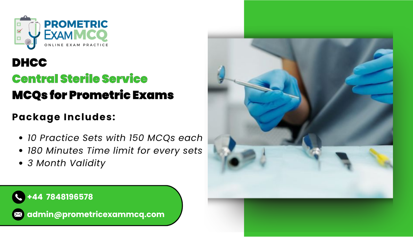 DHCC Central Sterile Service MCQs for Prometric Exams