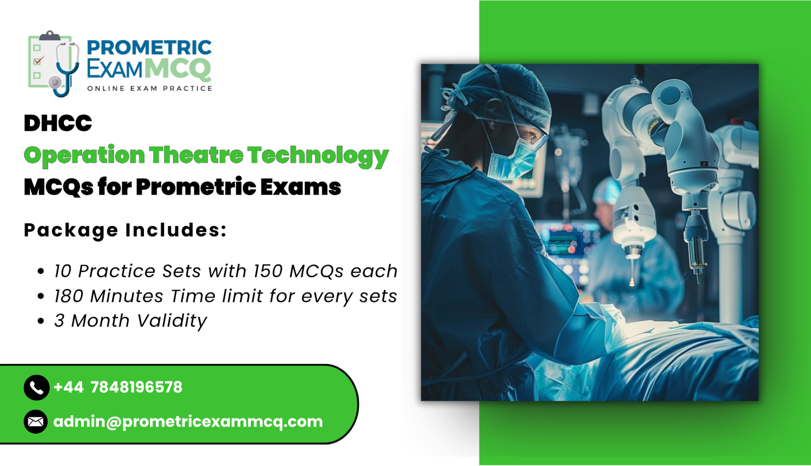 DHCC Operation Theatre Technology MCQs for Prometric Exams