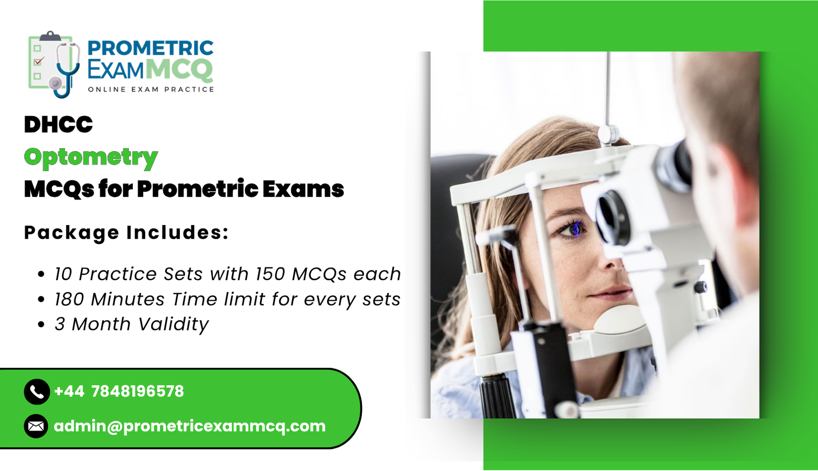 DHCC Optometry MCQs for Prometric Exams