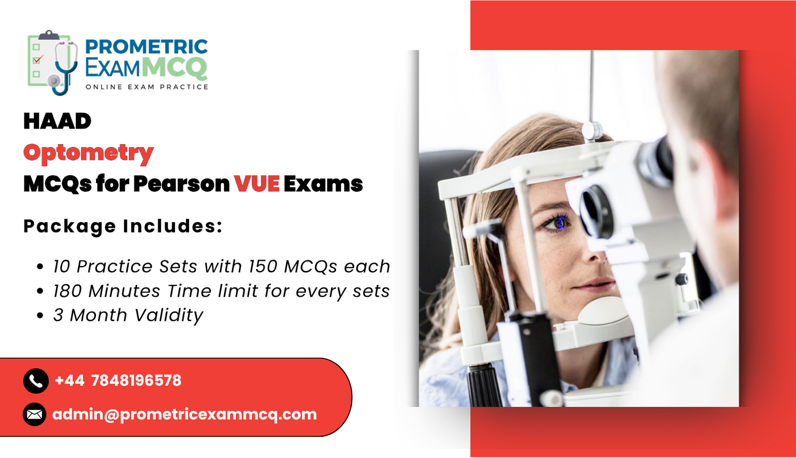 HAAD Optometry MCQs for Pearson Vue Exams