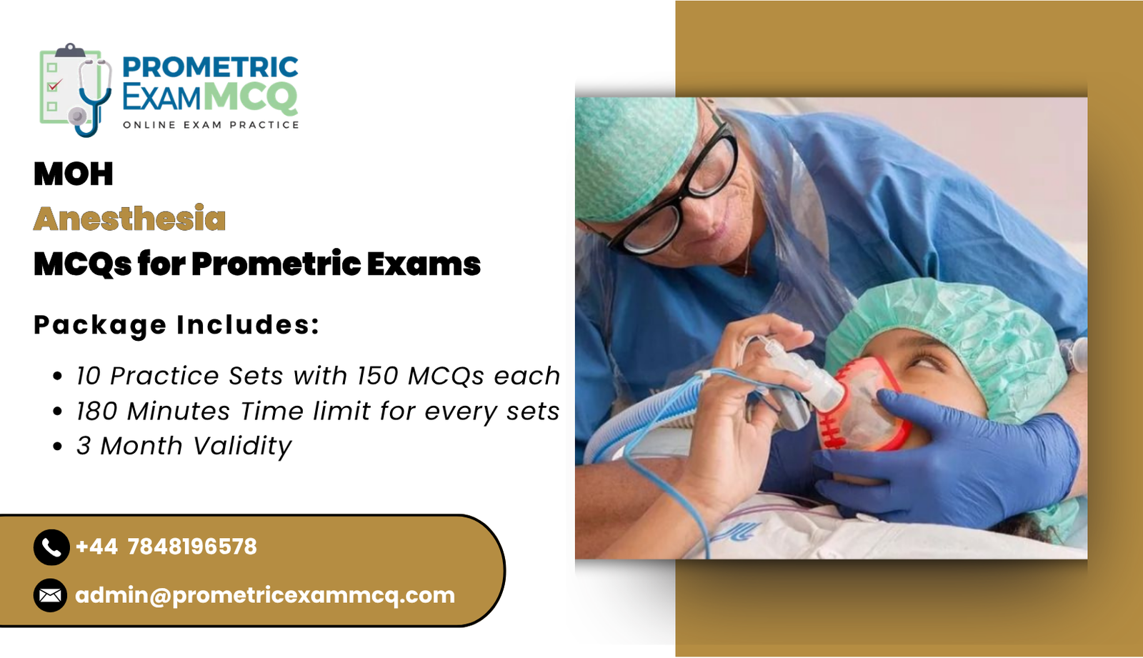 MOH Anesthesia MCQs for Prometric Exams