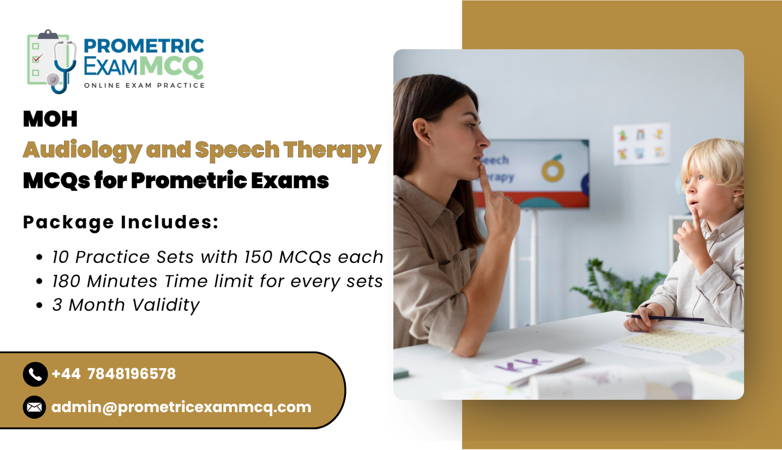 MOH Audiology and Speech Therapy MCQs for Prometric Exams