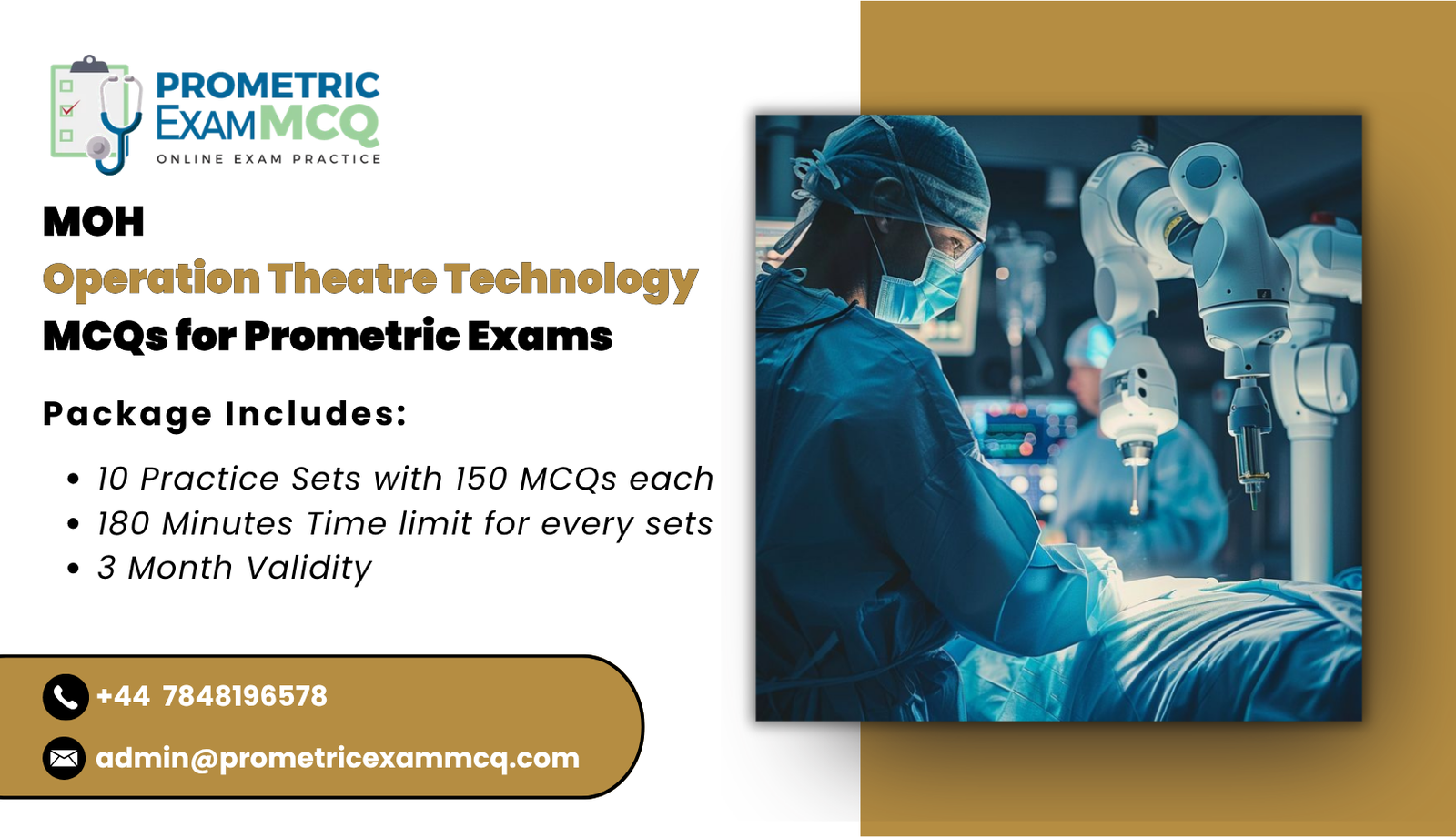 MOH Operation Theatre Technology MCQs for Prometric Exams