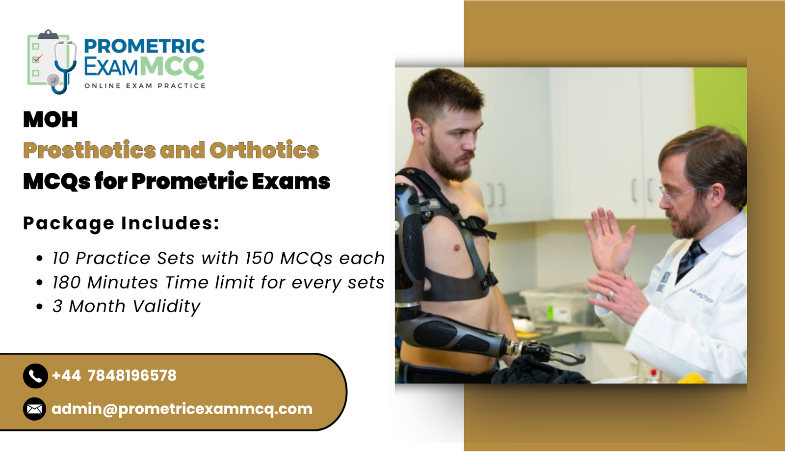 MOH Prosthetics and Orthotics MCQs for Prometric Exams