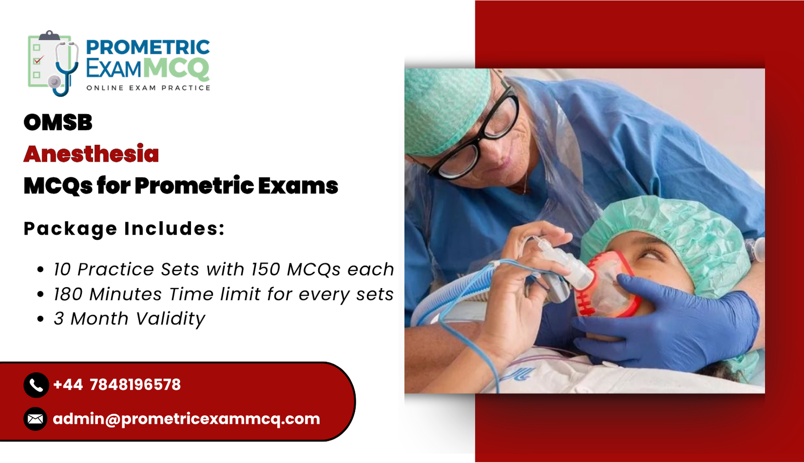 OMSB Anesthesia MCQs for Prometric Exams