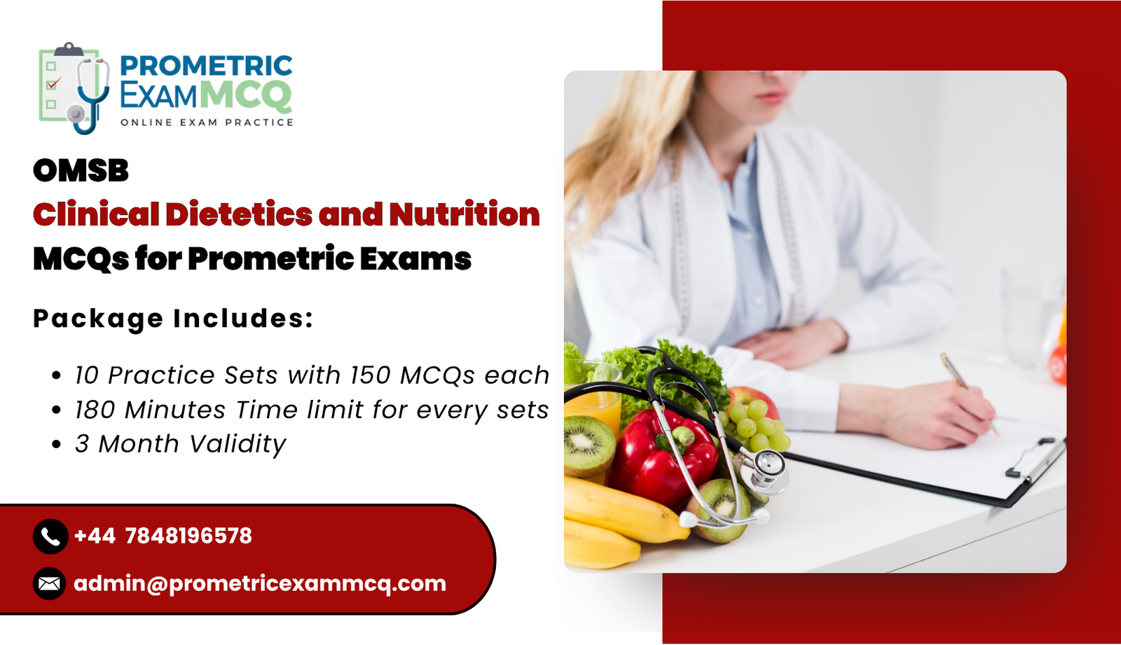 OMSB Clinical Dietetics and Nutrition MCQs for Prometric Exams
