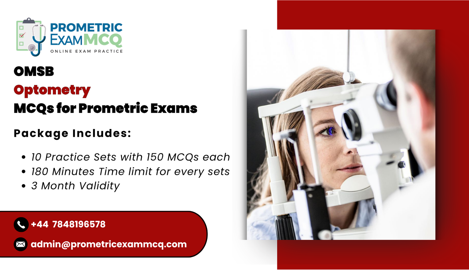 OMSB Optometry MCQs for Prometric Exams
