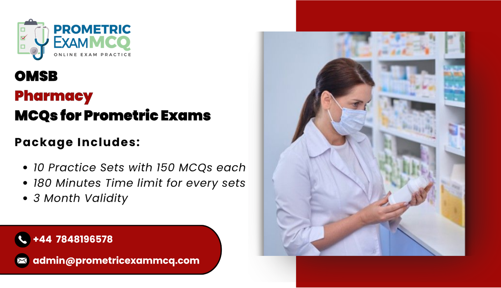 OMSB Pharmacy MCQs for Prometric Exams