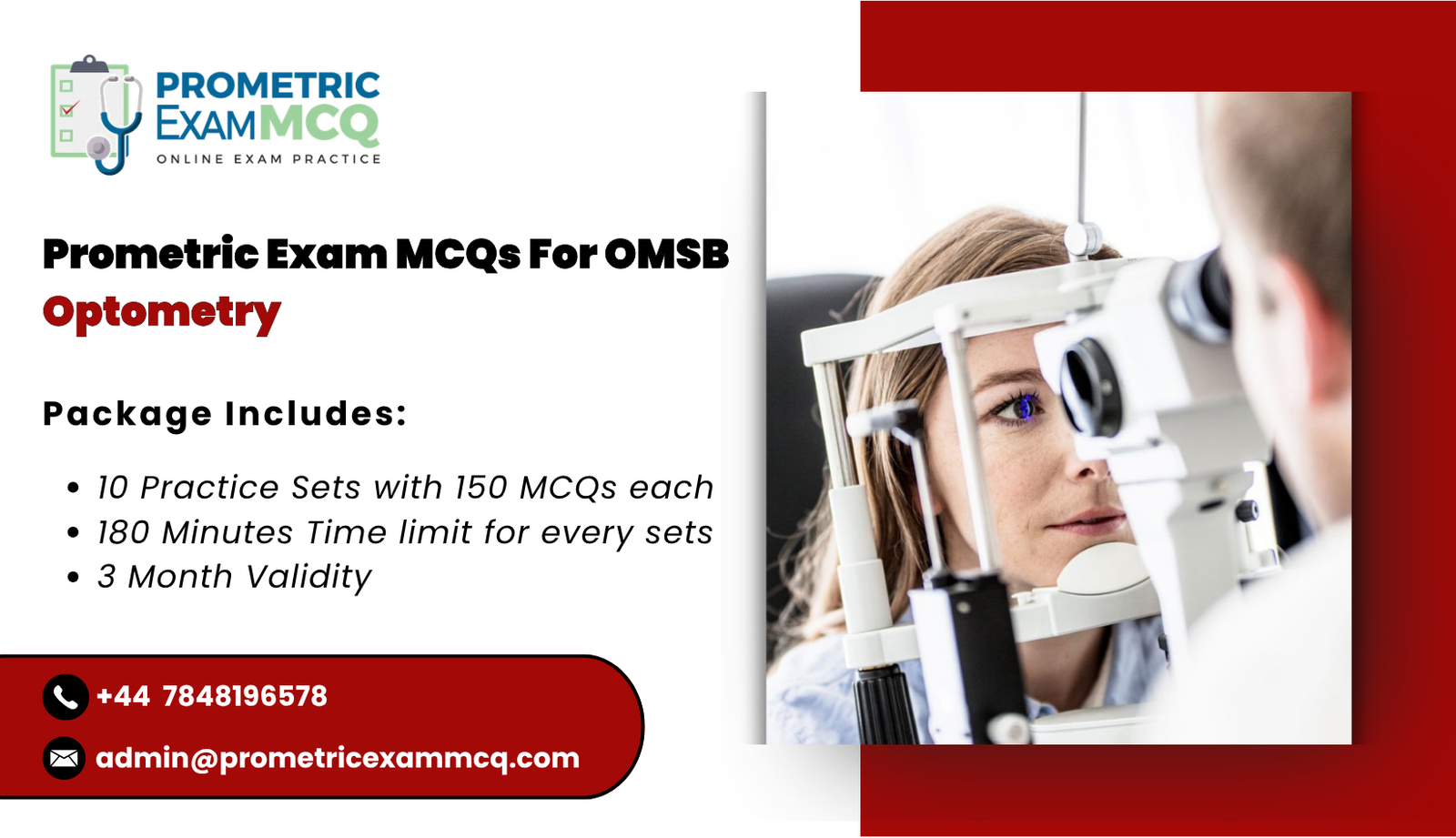 OMSB Prometric Exam MCQs for Optometry