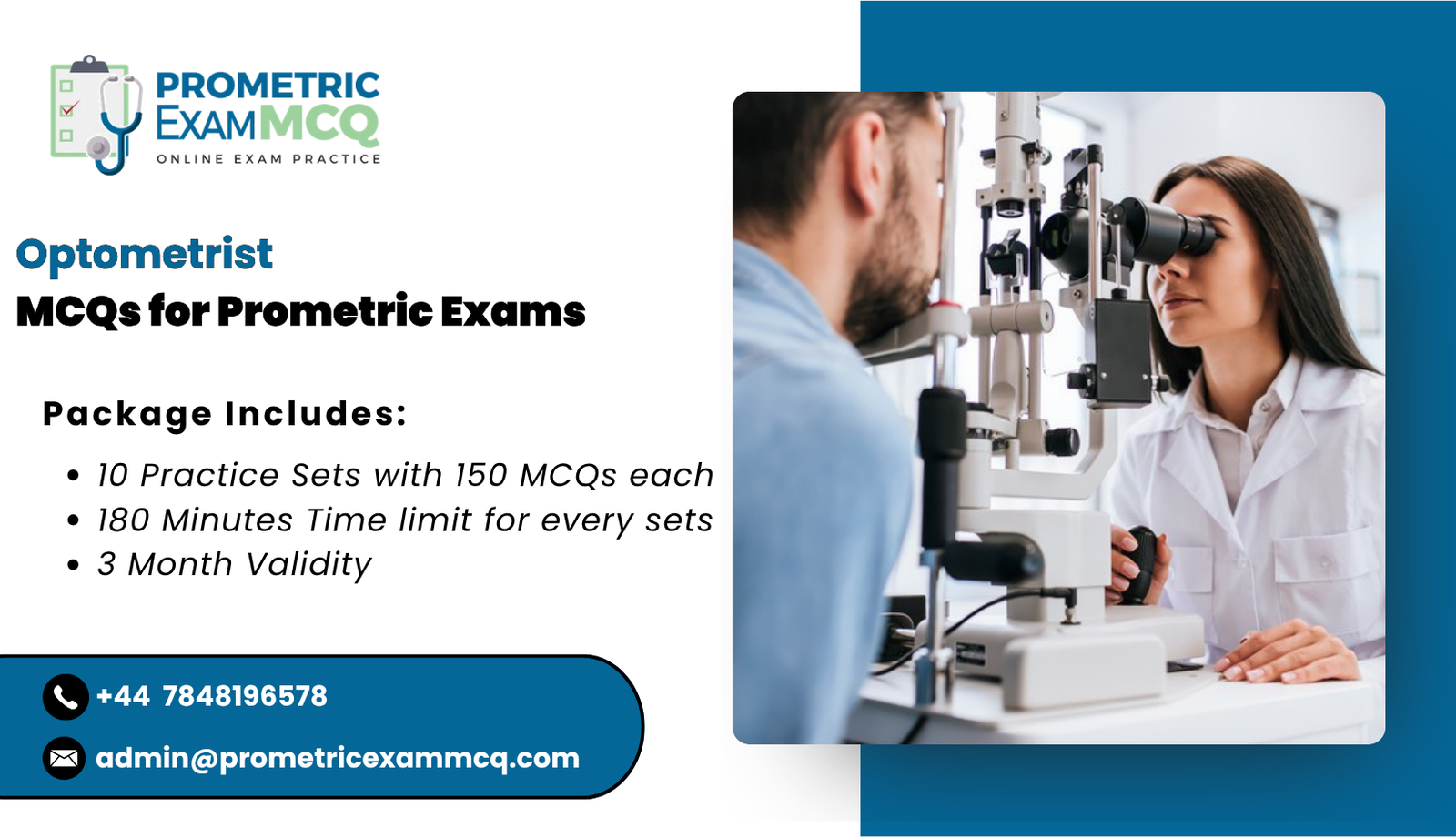 Optometrist MCQs for Prometric Exams
