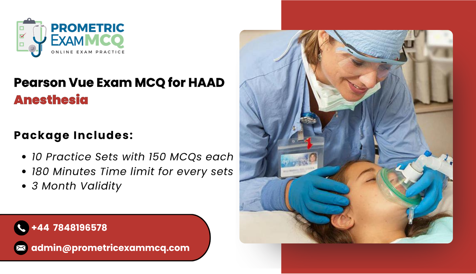 Pearson Vue Exam MCQ for HAAD Anesthesia