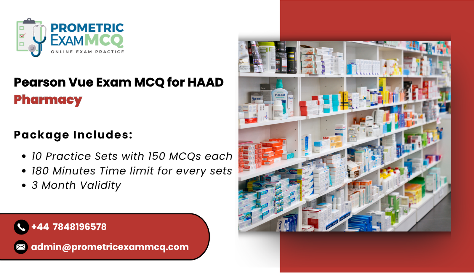 Pearson Vue Exam MCQ for HAAD Pharmacy