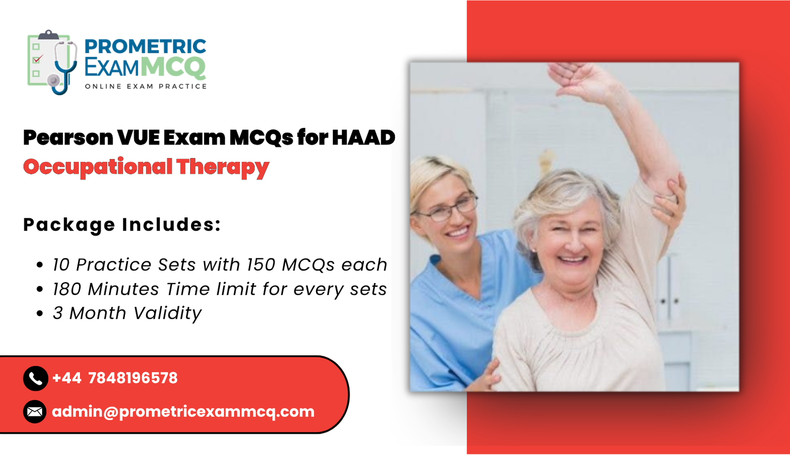 Pearson Vue Exam MCQs for HAAD Occupational Therapy