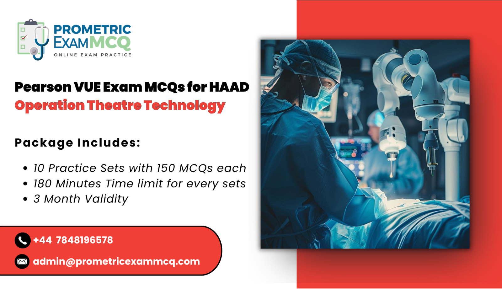 Pearson Vue Exam MCQs for HAAD Operation Theatre Technology