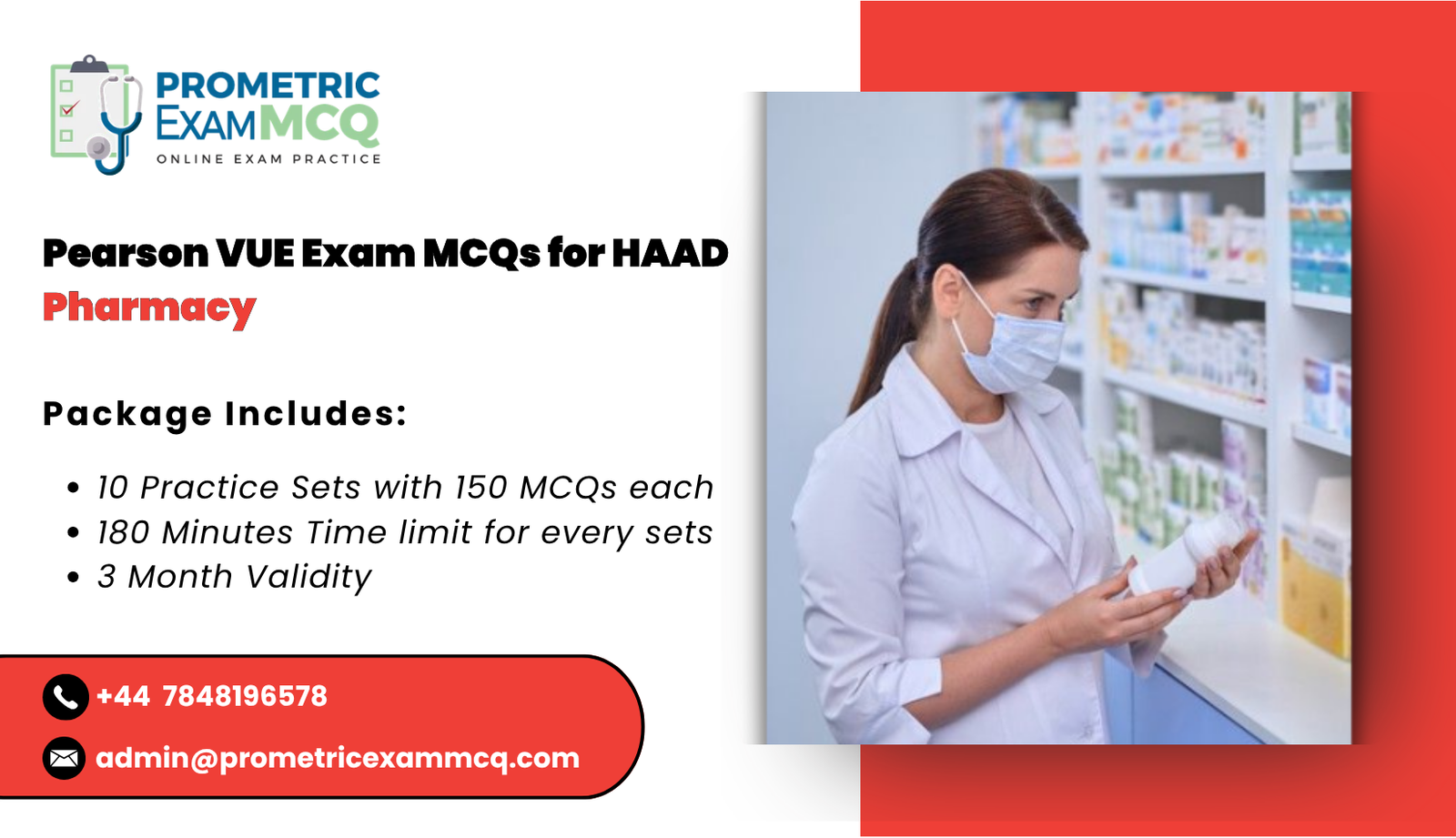 Pearson Vue Exam MCQs for HAAD Pharmacy