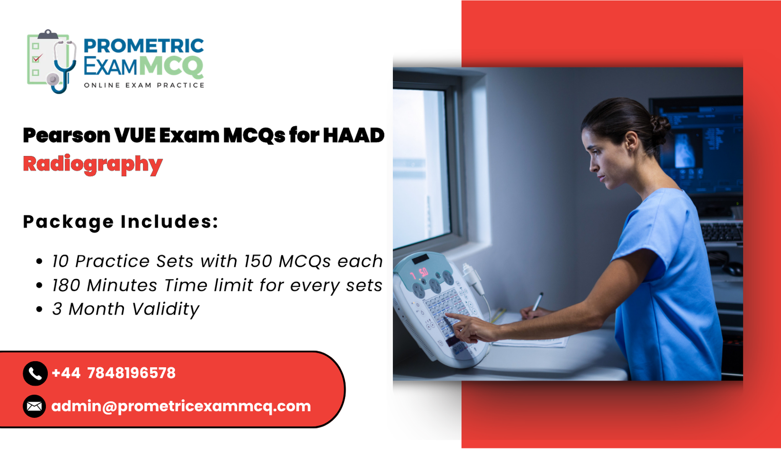 Pearson Vue Exam MCQs for HAAD Radiography
