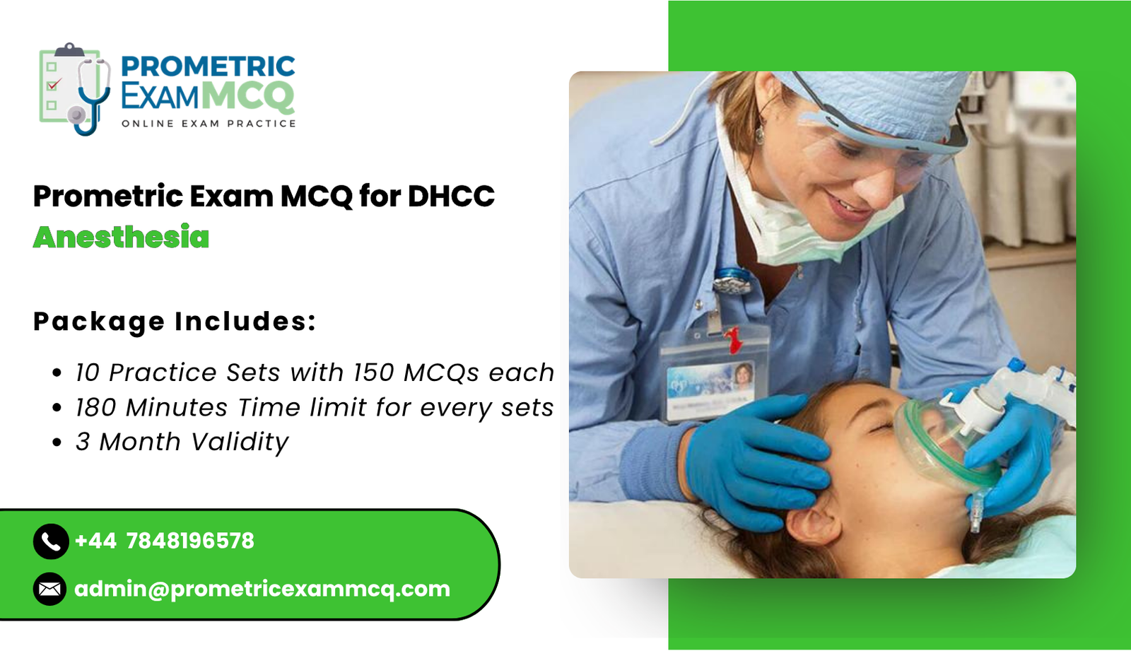 Prometric Exam MCQ for DHCC Anesthesia