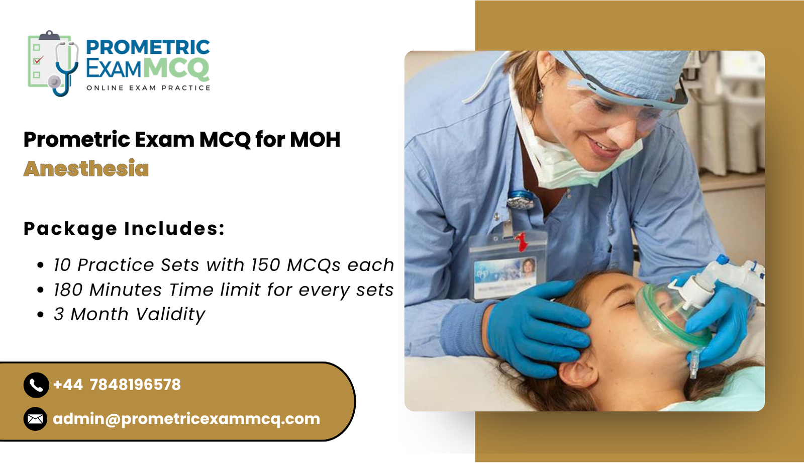 Prometric Exam MCQ for MOH Anesthesia