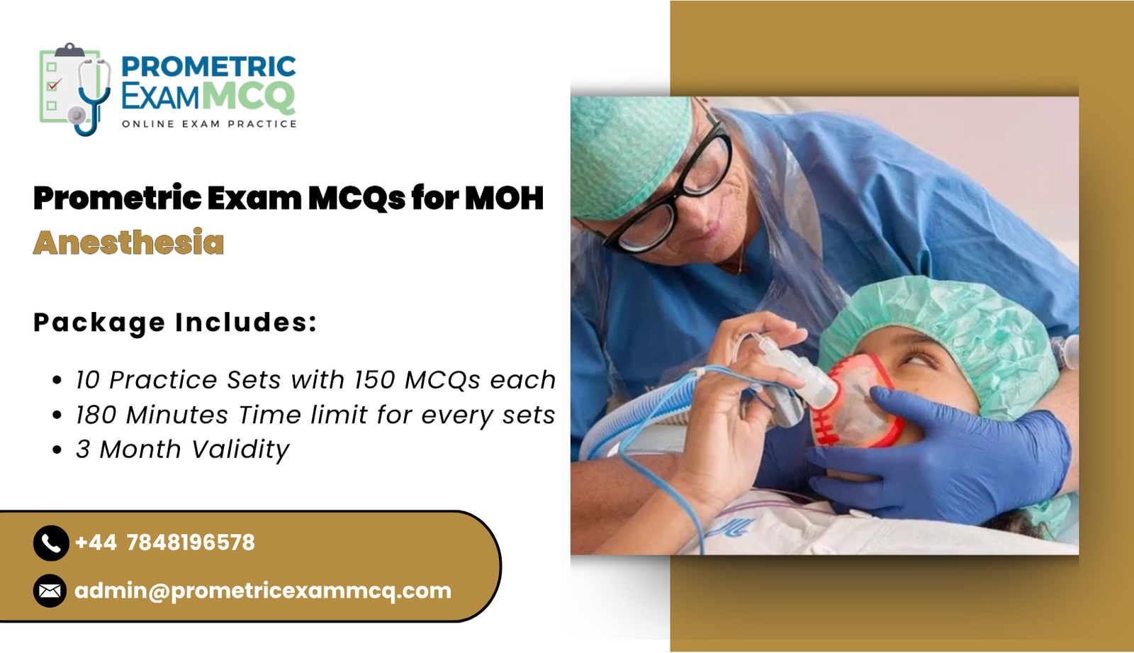 Prometric Exam MCQs for MOH Anesthesia
