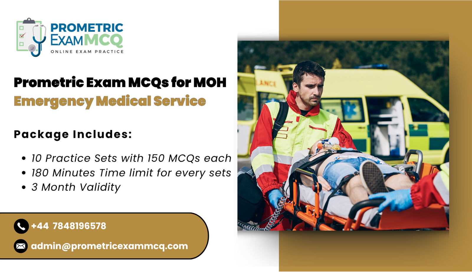 Prometric Exam MCQs for MOH Emergency Medical Service