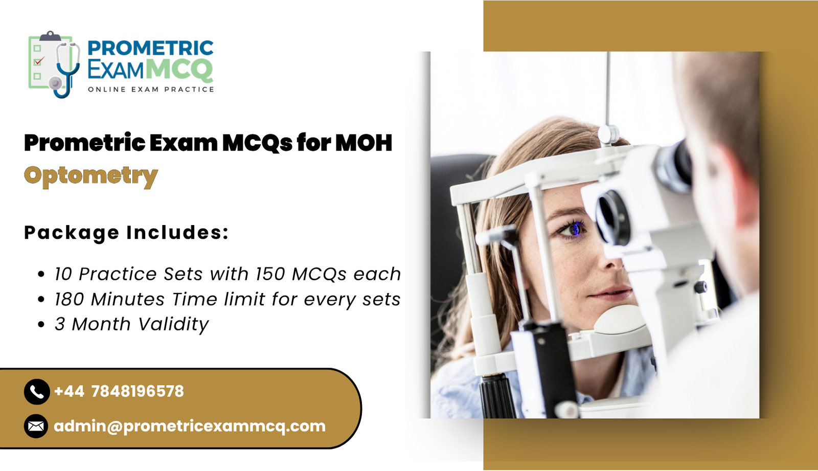 Prometric Exam MCQs for MOH Optometry