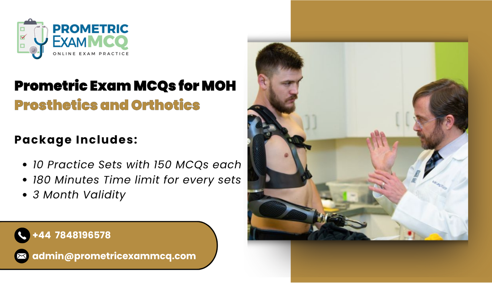 Prometric Exam MCQs for MOH Prosthetics and Orthotics