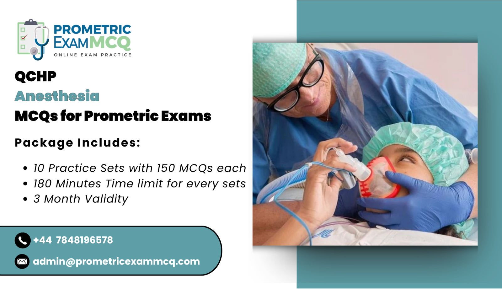 QCHP Anesthesia MCQs for Prometric Exams