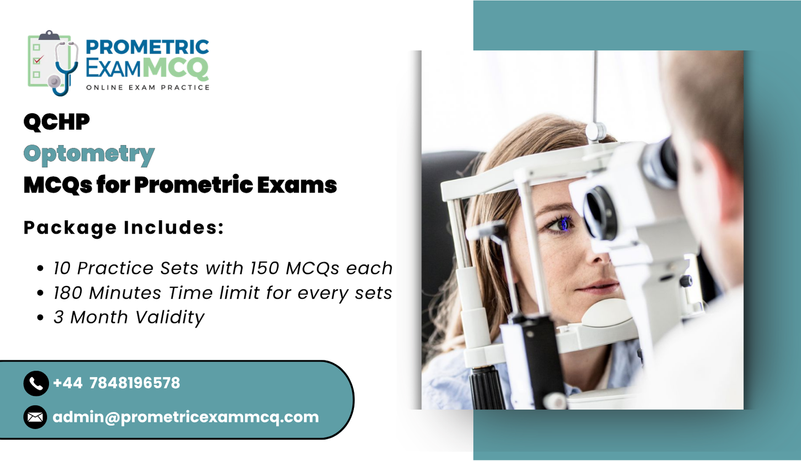 QCHP Optometry MCQs for Prometric Exams